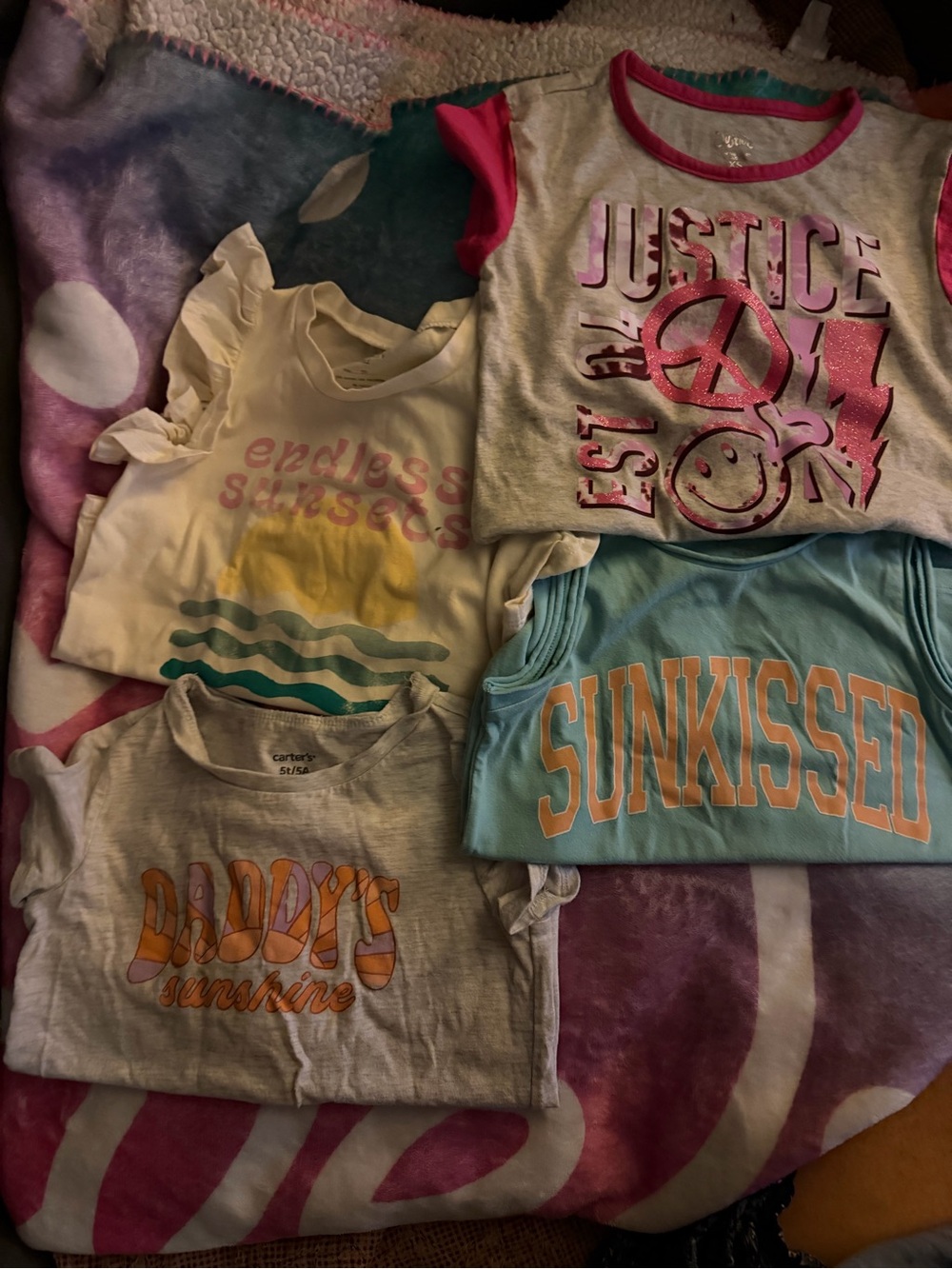Justice Pink & Gray Graphic Tee for Girls etc